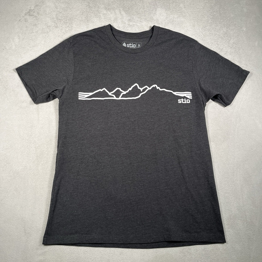Stio Men Medium Teton Skyline Graphic T-Shirt Charcoal Grey Heather Jackson Hole